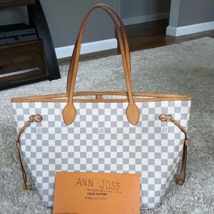 Authentic preowned lv Neverfull MM Azur